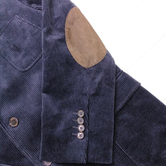 Brooks Brothers Navy Corduroy Blazer Regent Fit Elbow Patches Ivy Classic 46R - Picture 9 of 14
